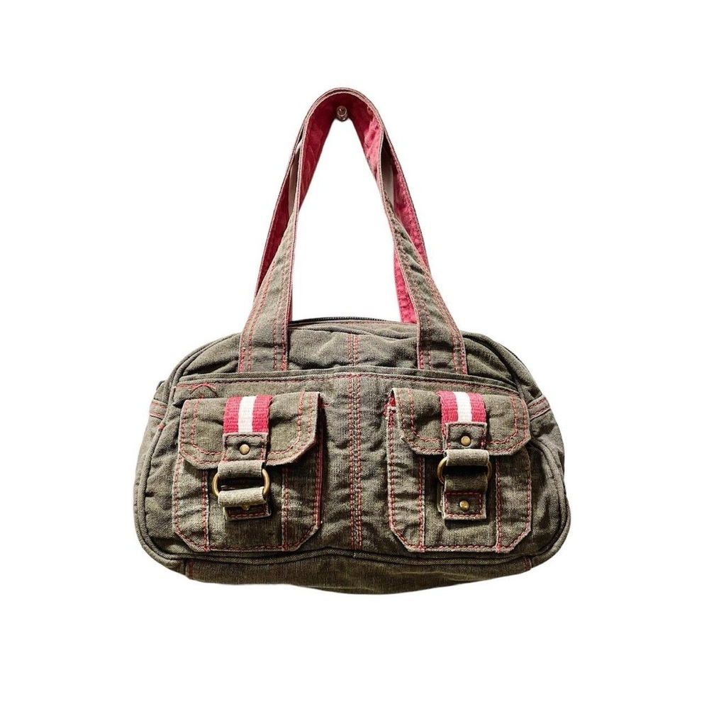2000s denim canvas cargo shoulder bag